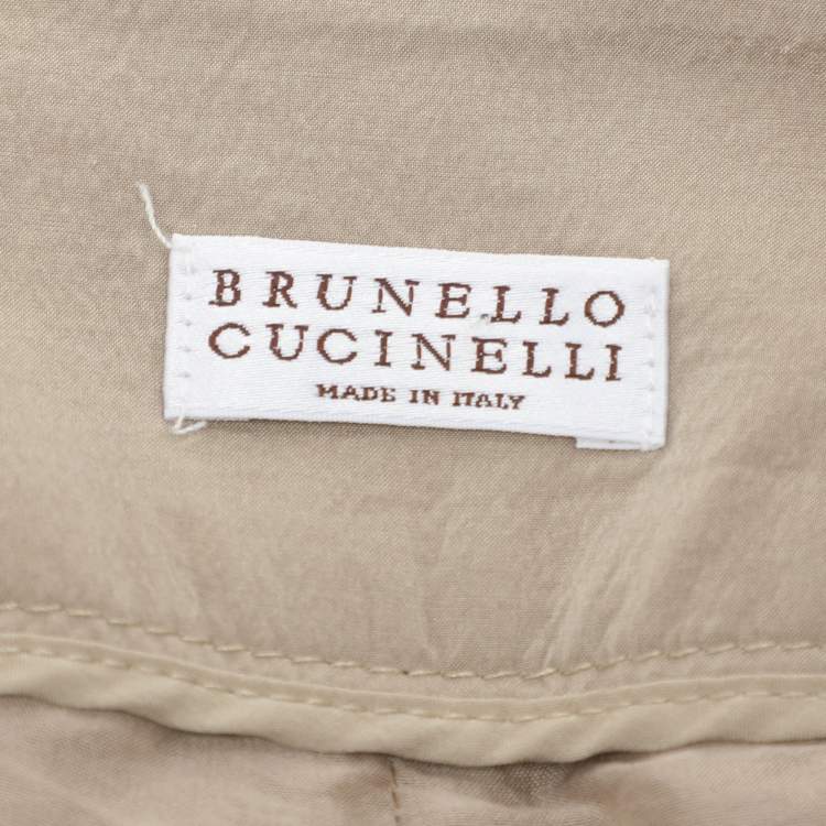 Pre Owned Brunello Cucinelli Beige Silk Wide Leg Trouser M