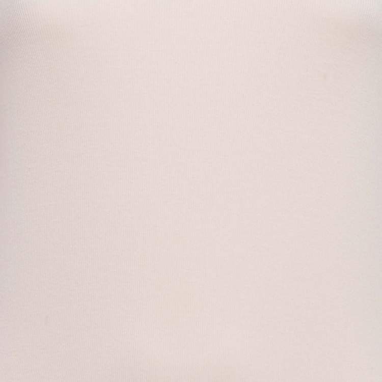 Pre Owned Brunello Cucinelli Pink Rib Knit Short Sleeve Top M