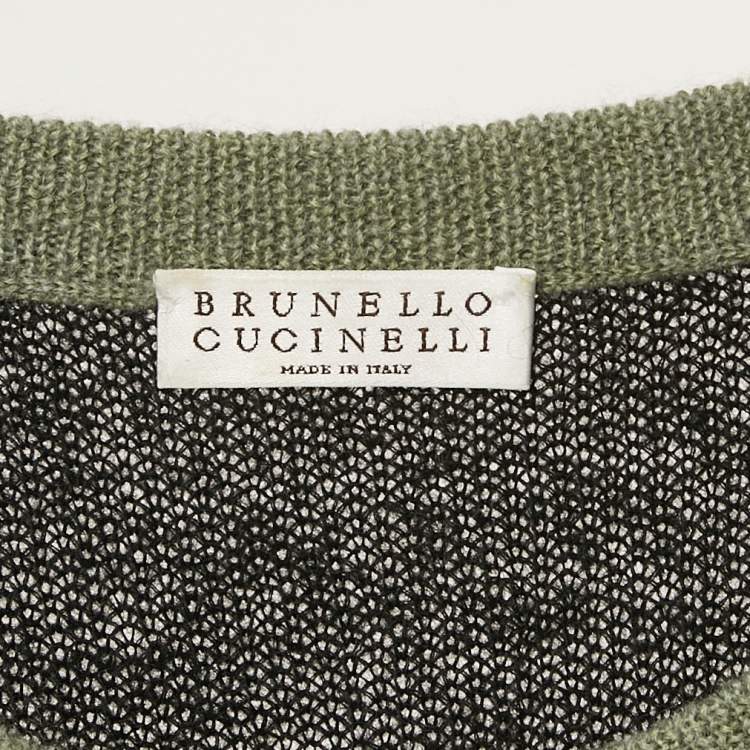 Pre Owned Brunello Cucinelli Multicolor Stripe Lurex Rib Knit Flared Sleeve Sweater M
