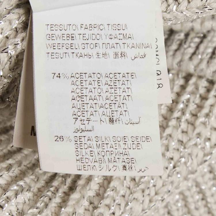Pre Owned Brunello Cucinelli Grey Lurex Rib Knit Monili Detail Sweater L