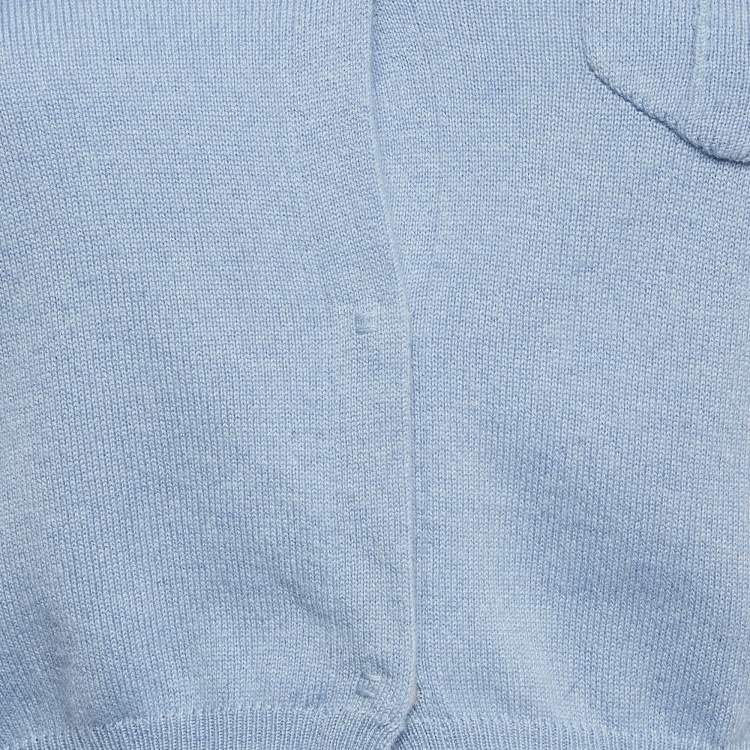 مملوكة مسبقًا Brunello Cucinelli Blue Cashmere Knit Crop Cardigan L