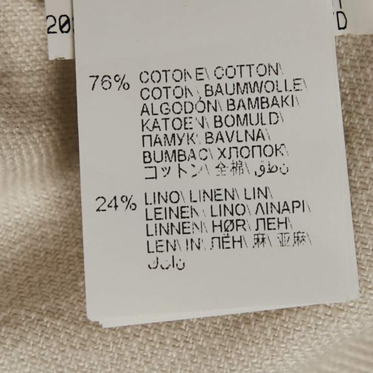 Pre Owned Brunello Cucinelli Off-White Cotton Blend Belted Wide-Leg Trousers S