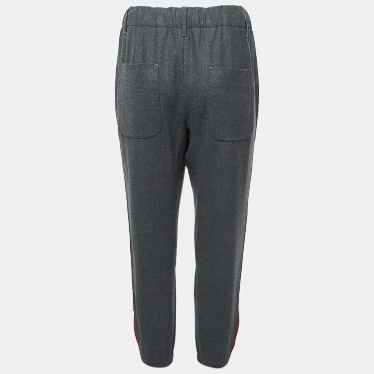 Pre Owned Brunello Cucinelli Grey Wool Trackpants M