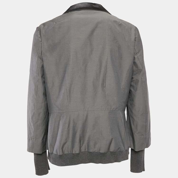Pre Owned Brunello Cucinelli Grey Cotton Blend Single Breasted Blazer XXL