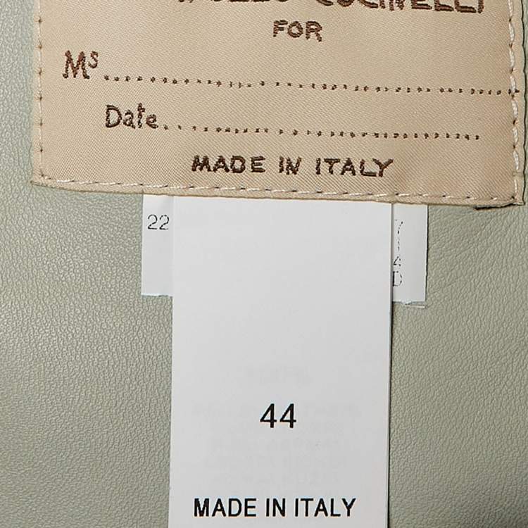 Pre Owned Brunello Cucinelli Light Green Single Breasted Suede Jacket L