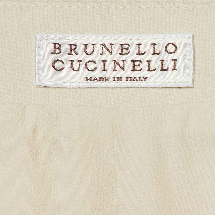 Pre Owned Brunello Cucinelli Light Beige Cotton Monili Detail Jumpsuit S