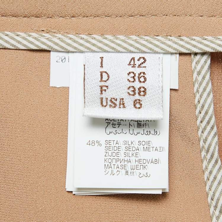 Pre Owned Brunello Cucinelli Light Brown Crepe Belted Trousers M