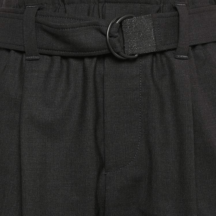 Pre Owned Brunello Cucinelli Grey Wool Blend Monili Detail Elasticized Waist Trousers S 
