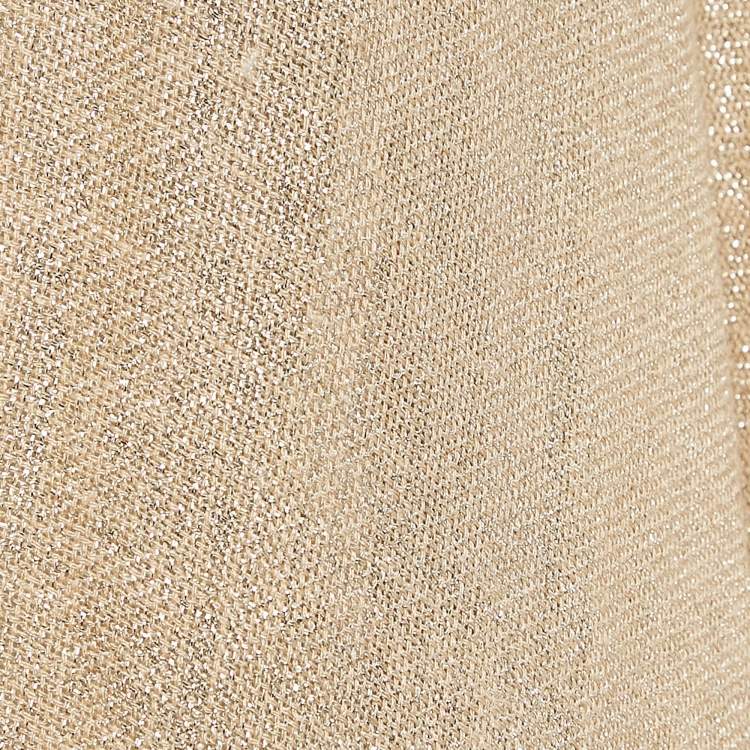 Pre Owned Brunello Cucinelli Gold Lurex Knit Fringed Long Cape One Size 