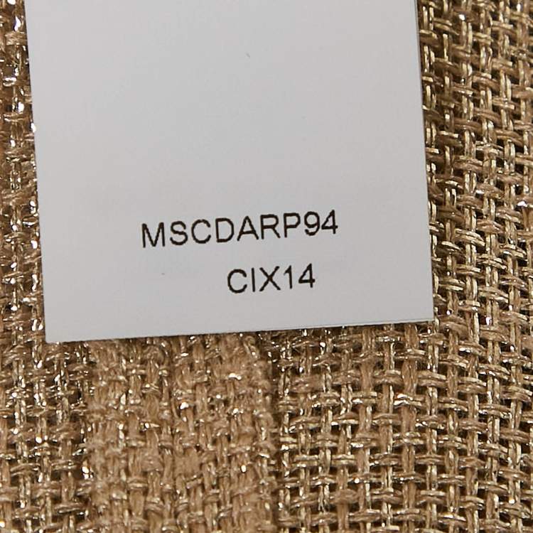 Pre Owned Brunello Cucinelli Gold Lurex Knit Fringed Long Cape One Size 