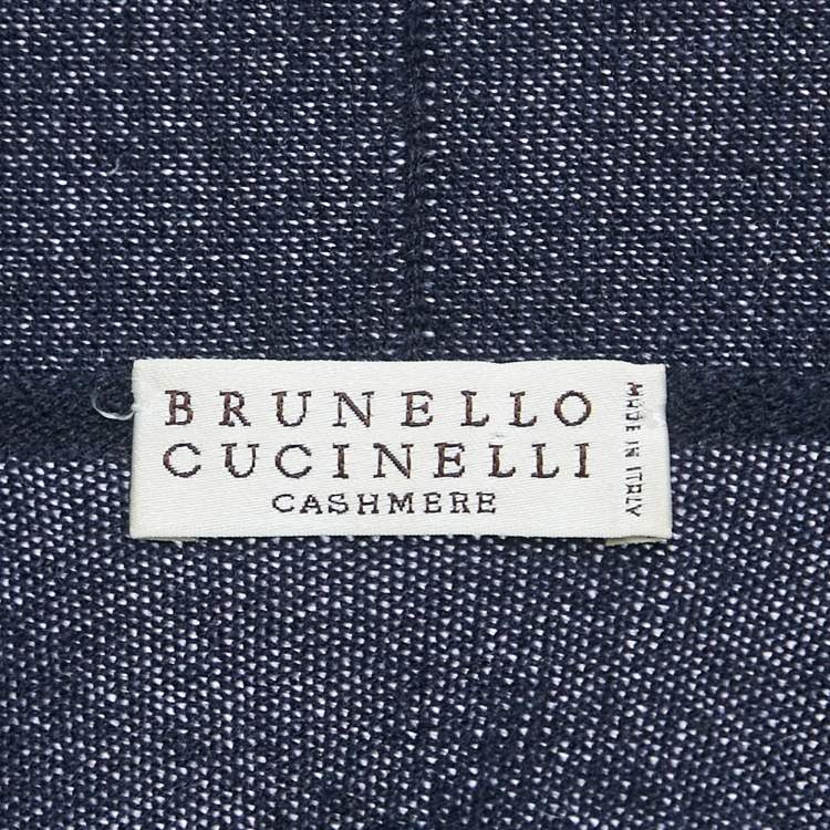 Pre Owned Brunello Cucinelli Navy Blue Cashmere Button Front Cardigan M