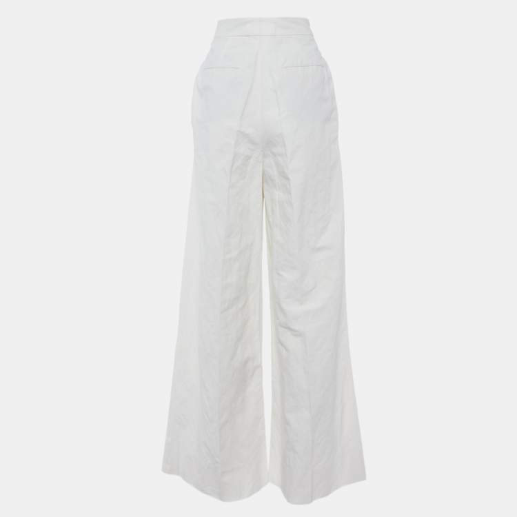 Pre Owned Brunello Cucinelli White Cotton Wide Leg Pants M