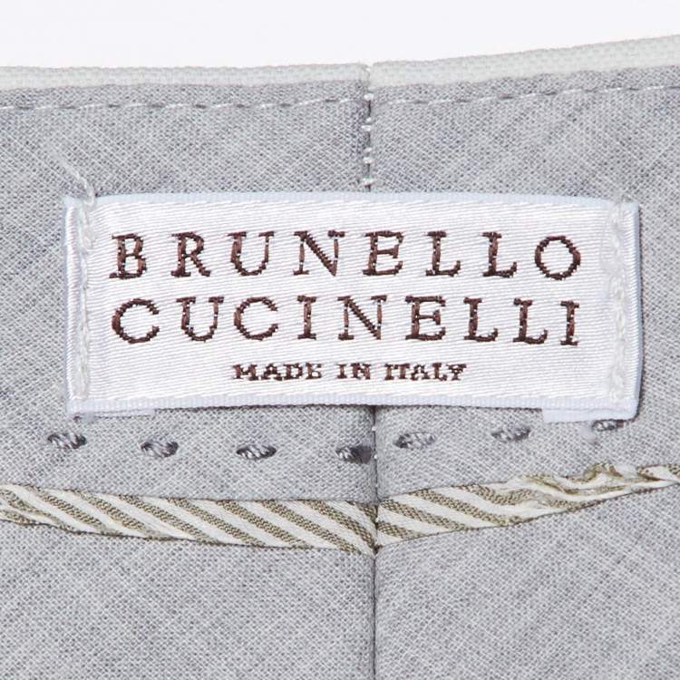 Pre Owned Brunello Cucinelli White Cotton Wide Leg Pants M