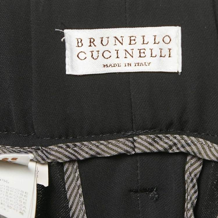 Pre Owned Brunello Cucinelli Black Crepe Trousers L