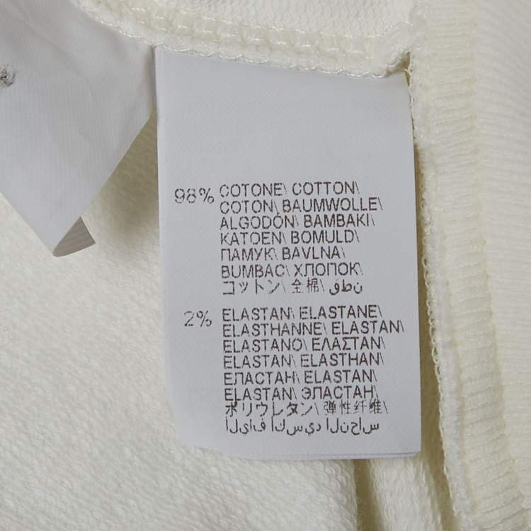 Pre Owned Brunello Cucinelli White Cotton Knit Monili Bead Detail Jacket and Joggers Set L