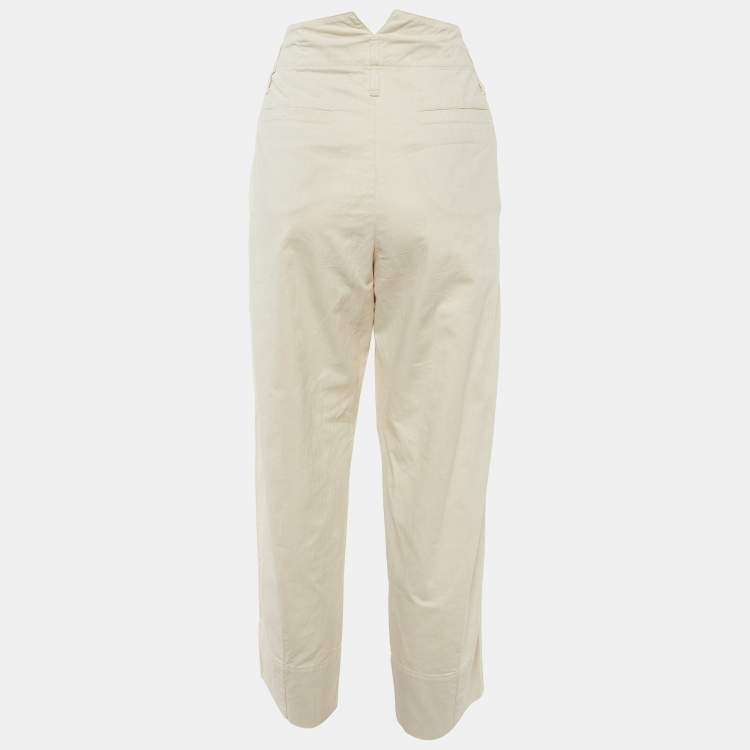 Pre Owned Brunello Cucinelli Off-White Textured Cotton Trouser M