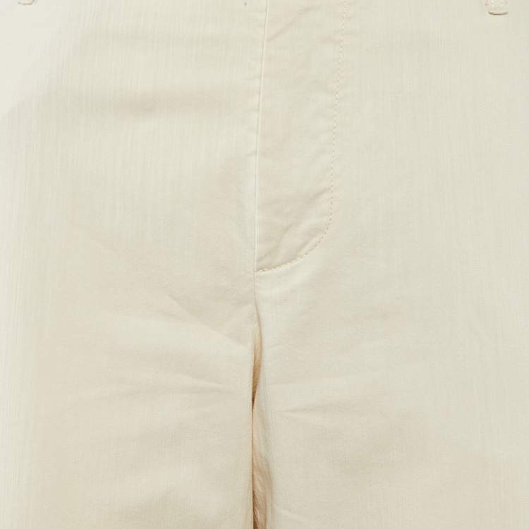Pre Owned Brunello Cucinelli Off-White Textured Cotton Trouser M