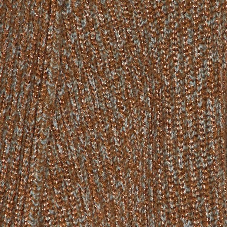 Pre Owned Brunello Cucinelli Grey/Metallic Wool Knit Open Front Cardigan S