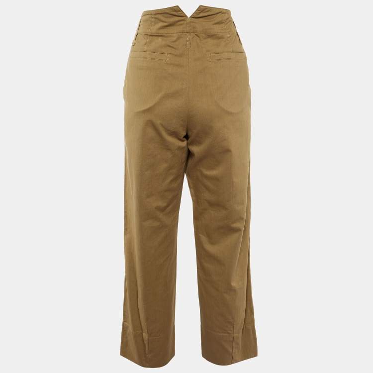 Pre Owned Brunello Cucinelli Brown Cotton High Waist Trousers M