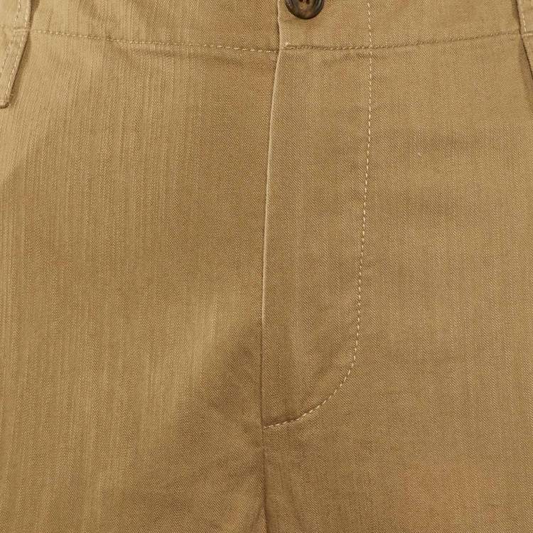 Pre Owned Brunello Cucinelli Brown Cotton High Waist Trousers M