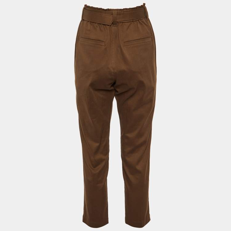 مملوكة مسبقًا Brunello Cucinelli Brown Cotton Belted Trousers S