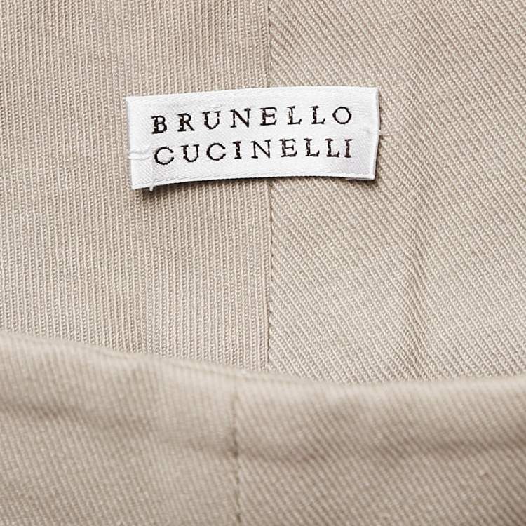 Pre Owned Brunello Cucinelli Beige Stretch Gabardine Trousers S