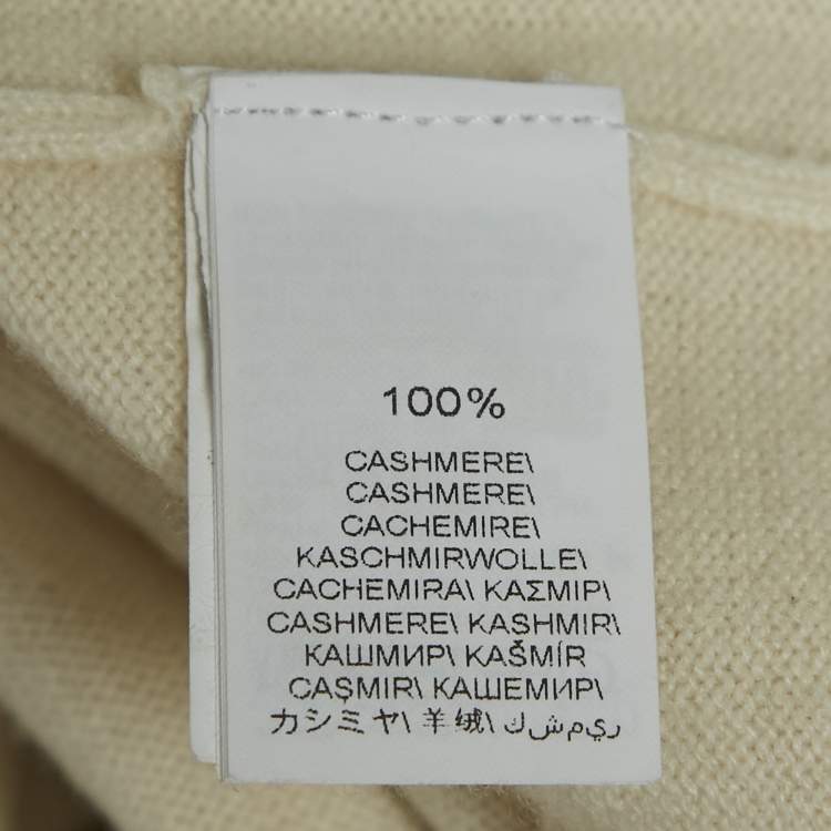 Pre Owned Brunello Cucinelli Cream Cashmere Monilli Bead Detail Crew Neck Top S