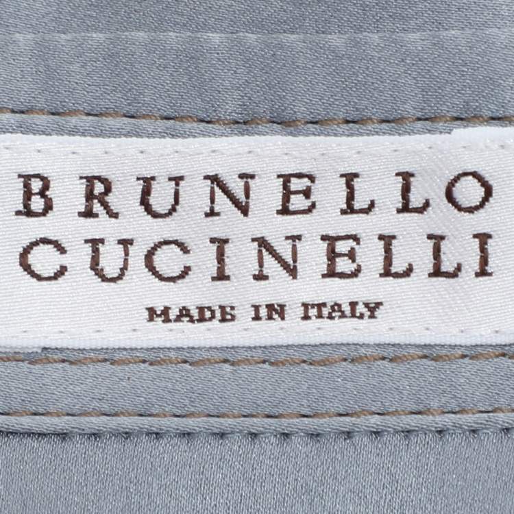 Pre Owned Brunello Cucinelli Grey Silk Button Front Shirt L
