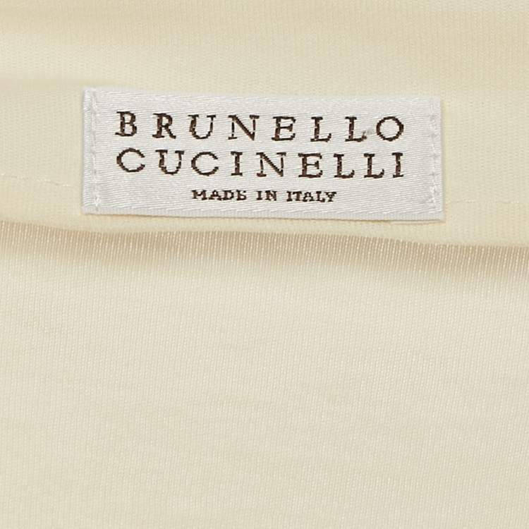 Pre Owned Brunello Cucinelli Cream Cotton Knit Long Dress M