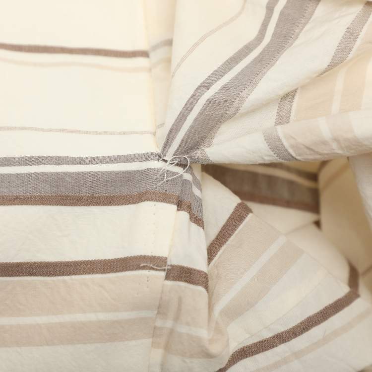 Pre Owned Brunello Cucinelli Cream Stripe Print Cotton Blend Long Skirt S