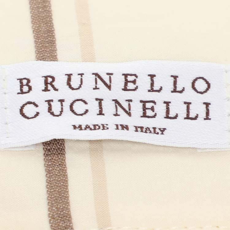 Pre Owned Brunello Cucinelli Cream Stripe Print Cotton Blend Long Skirt S