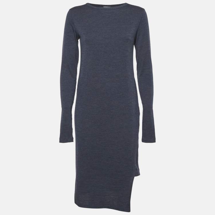 Pre Owned Brunello Cucinelli Blue Jersey Crewneck T-Shirt Dress L