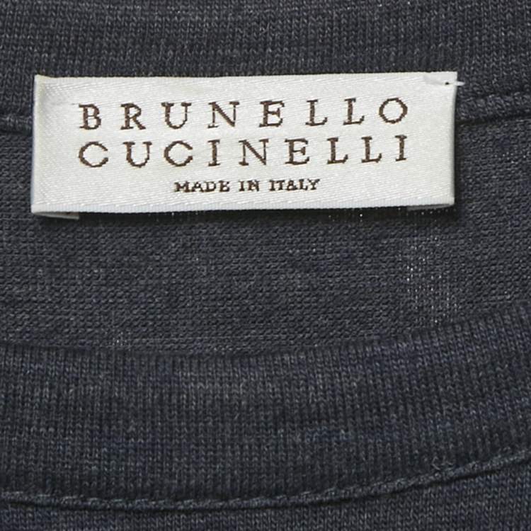 Pre Owned Brunello Cucinelli Blue Jersey Crewneck T-Shirt Dress L