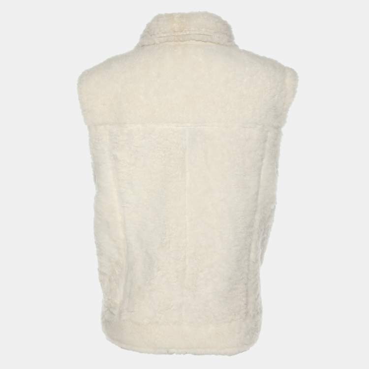 Pre Owned Brunello Cucinelli White Fur Half Sleeve Jacket M