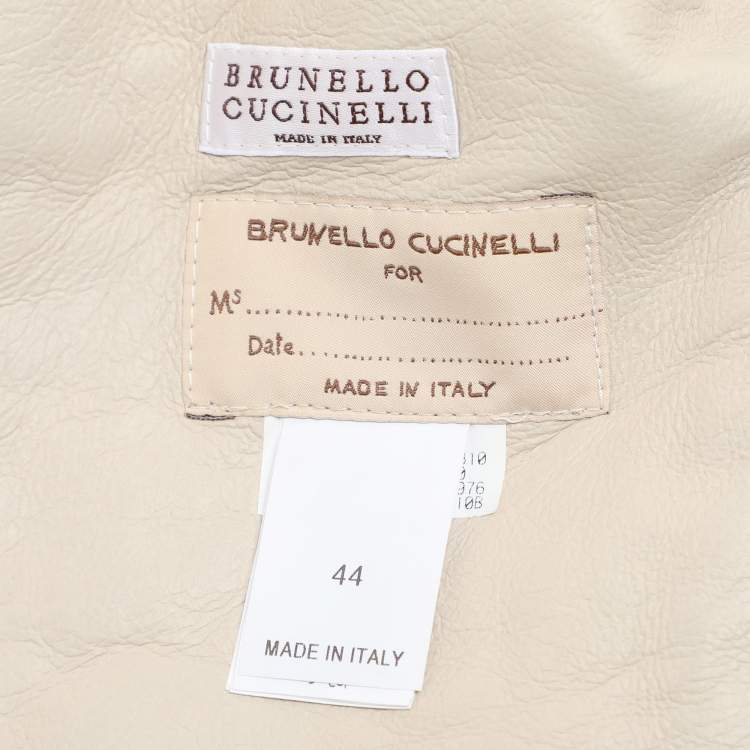 Pre Owned Brunello Cucinelli White Fur Half Sleeve Jacket M