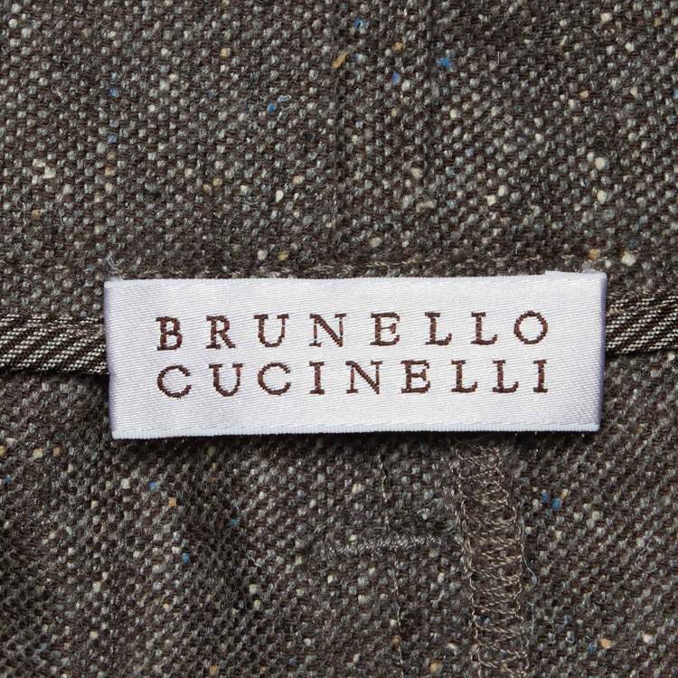 Pre Owned Brunello Cucinelli Brown Wool Elasticated Waist Pencil Skirt M