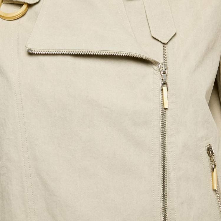 Pre Owned Brunello Cucinelli Grey Cotton Zip-Up Biker Jacket M