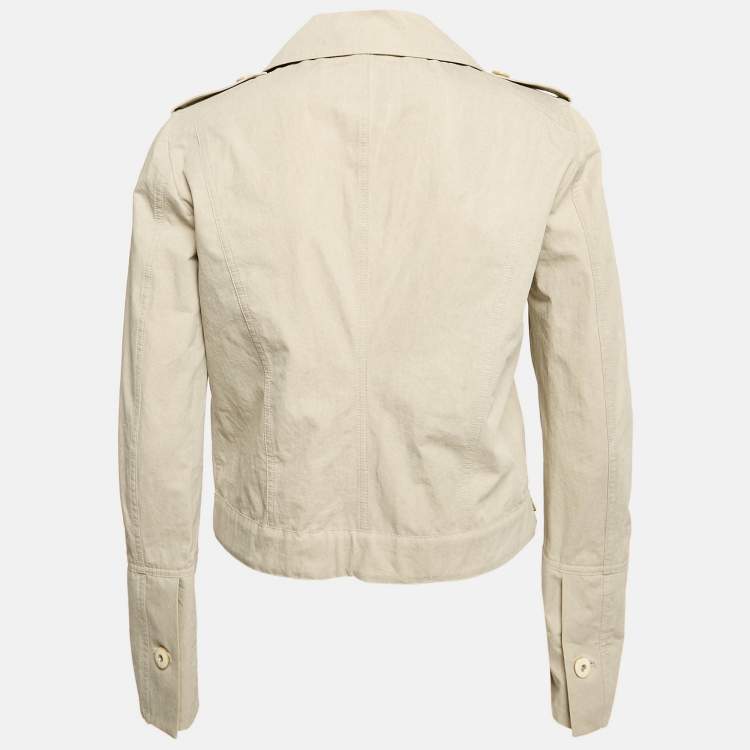 Pre Owned Brunello Cucinelli Grey Cotton Zip-Up Biker Jacket M