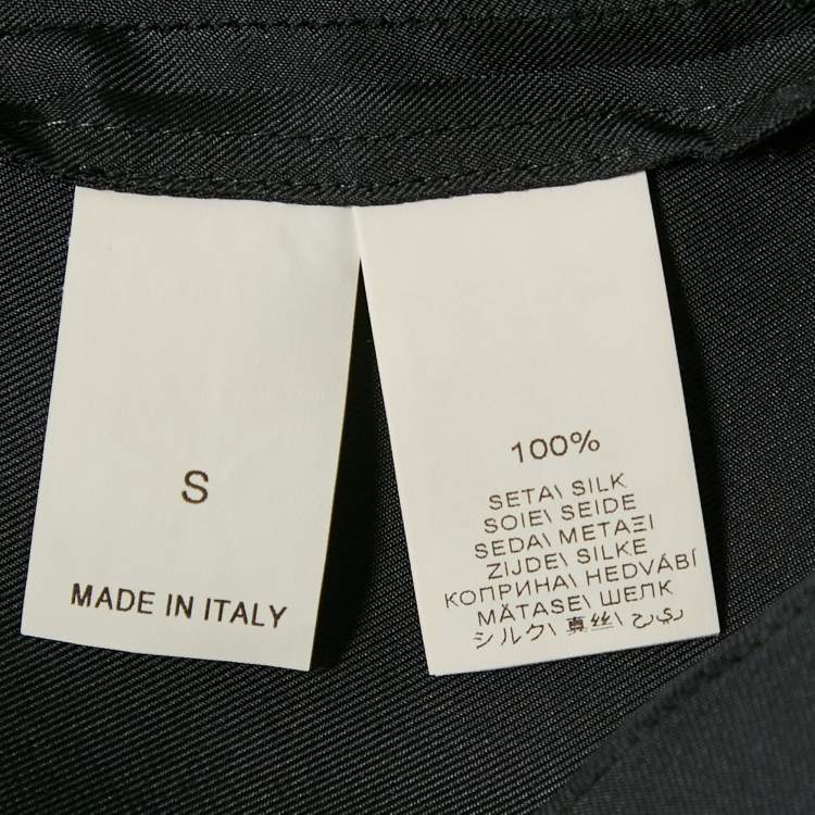 Pre Owned Brunello Cucinelli Blue Monili Detail Silk Asymmetric Sleeve Top S
