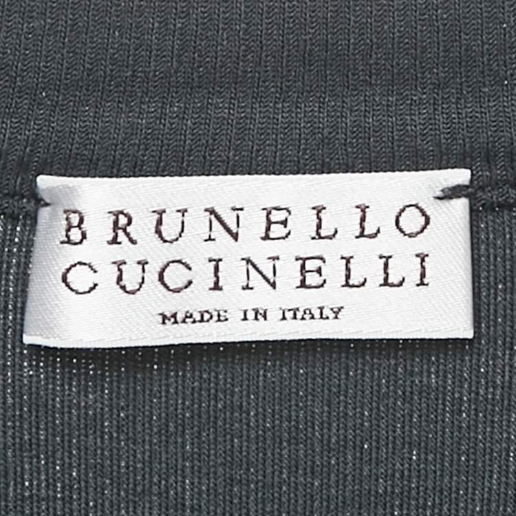 Pre Owned Brunello Cucinelli Blue Rib Knit Monili Detail Sleeveless Top S