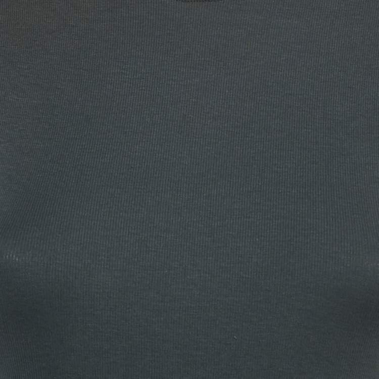Pre Owned Brunello Cucinelli Blue Rib Knit Monili Detail Sleeveless Top S