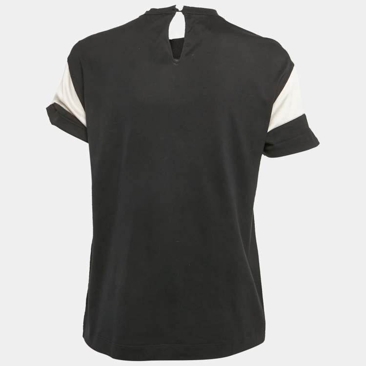 Pre Owned Brunello Cucinelli Black Satin Jersey Monili Detail Top XS