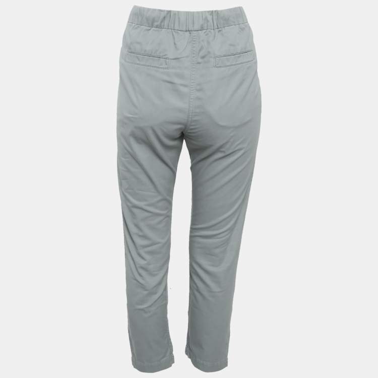 Pre Owned Brunello Cucinelli  Blue Gabardine Monili Detail Trousers S