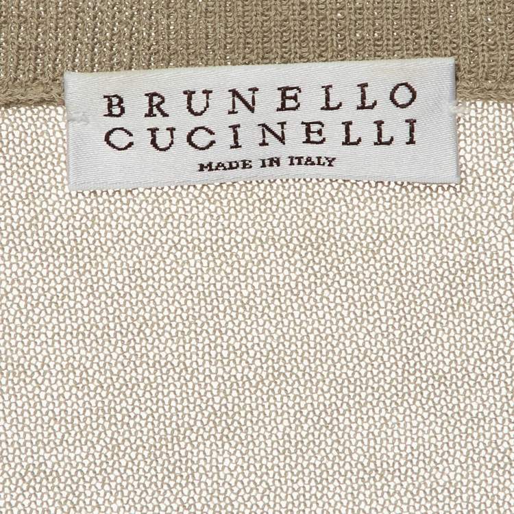 Pre Owned Brunello Cucinelli Beige Cotton Knit Monili Detail Jumper L