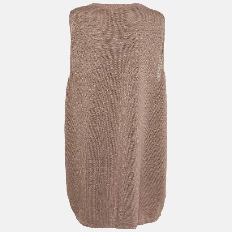 Pre Owned Brunello Cucinelli Mauve Lurex Knit Sleeveless Jumper L 