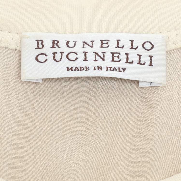 Pre Owned Brunello Cuccinelli Beige Mesh Silk Tank Top XS