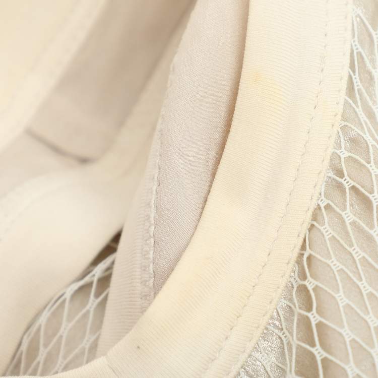 Pre Owned Brunello Cuccinelli Beige Mesh Silk Tank Top XS