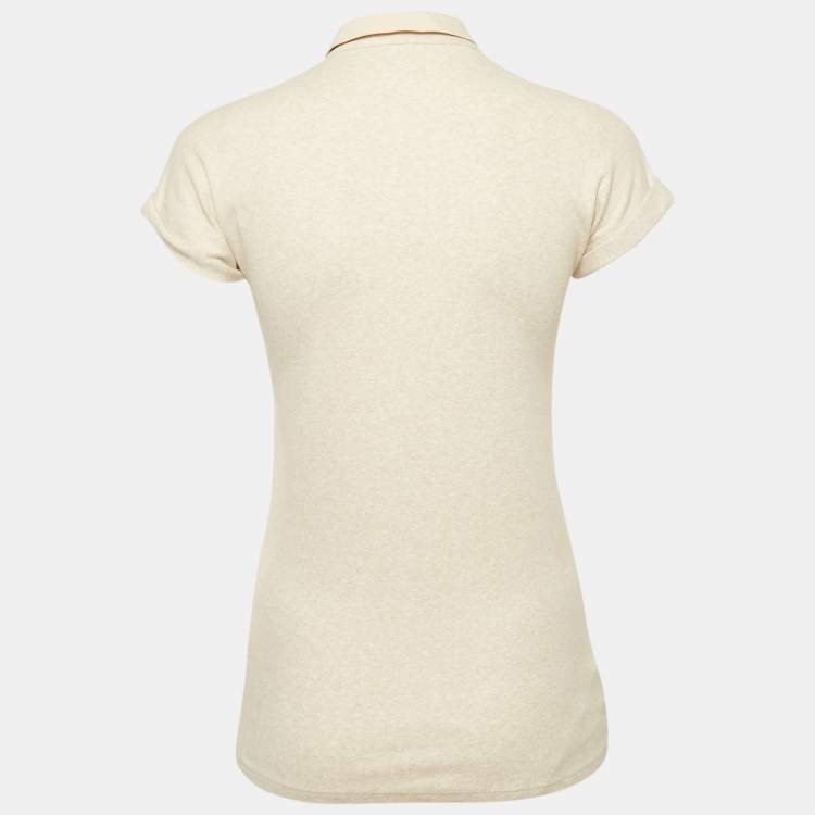 Pre Owned Brunello Cucinelli Light Beige Rib Knit Top L