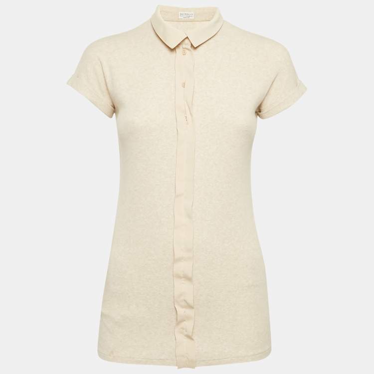 Pre Owned Brunello Cucinelli Light Beige Rib Knit Top L