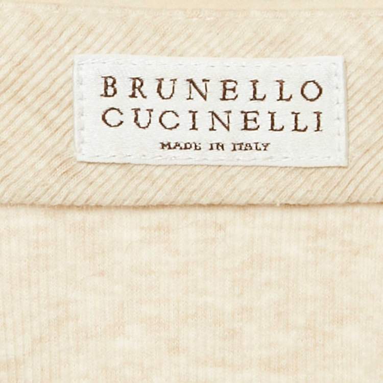 Pre Owned Brunello Cucinelli Light Beige Rib Knit Top L